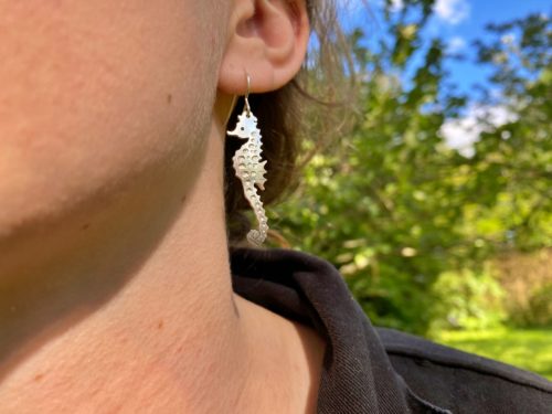 handcrafted recycled silver earring