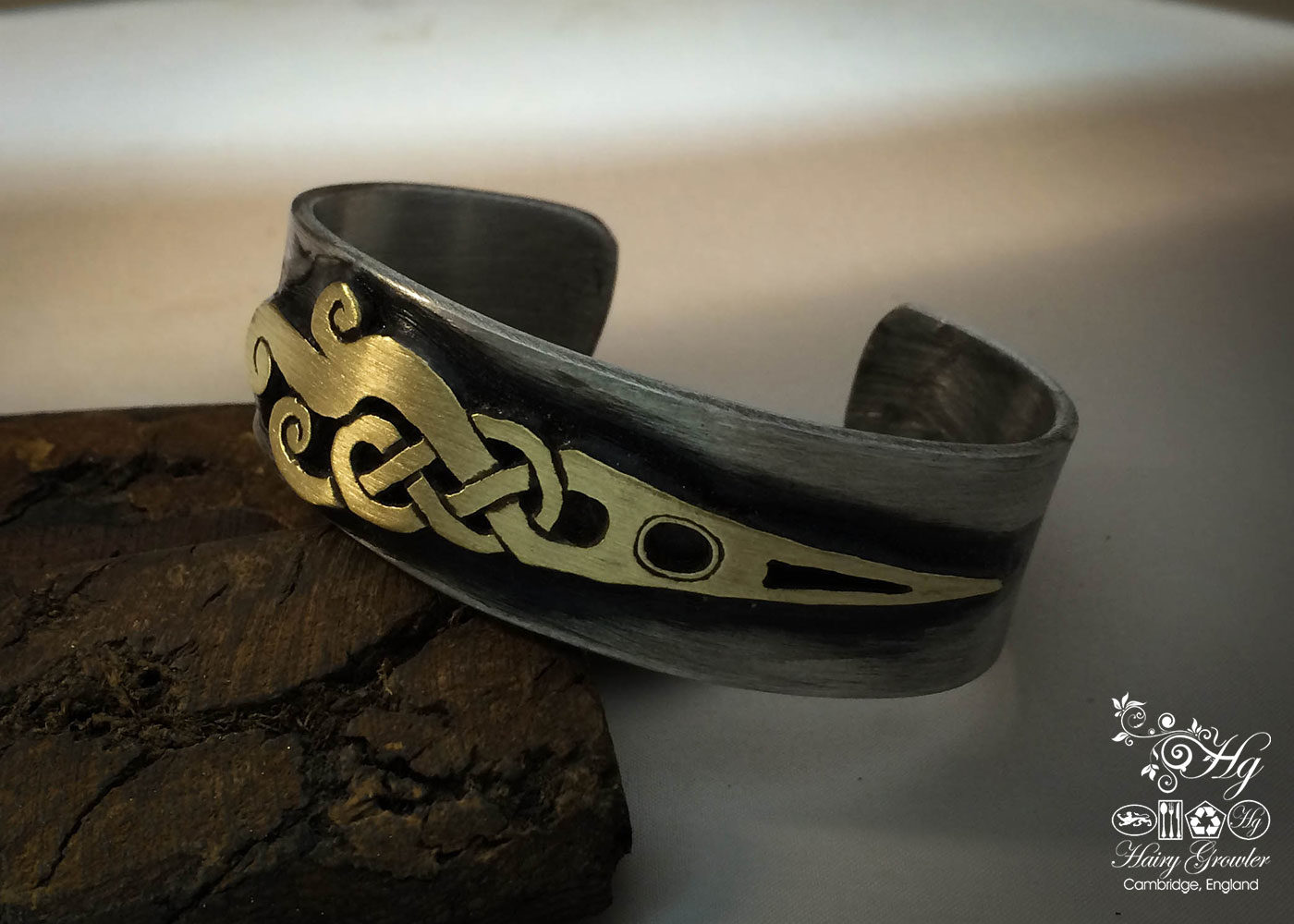 Handcrafted and repurposed celtic kuff bangle