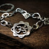 Om bracelet individually handcrafted and recycled from an old Victorian silver coins with lotus flower charm