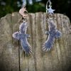 handcrafted and repurposed silver coin and spoon, flatware nevermore raven earrings