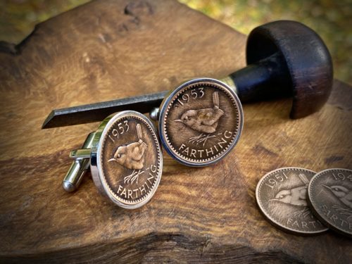 Jenny wren Farthing coin cufflinks