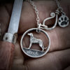 Handmade and carved Irish wolfhound sixpence coin pendant