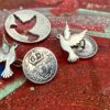 peace dove cufflinks handcrafted and recycled from sterling silver shillings and threepence coins