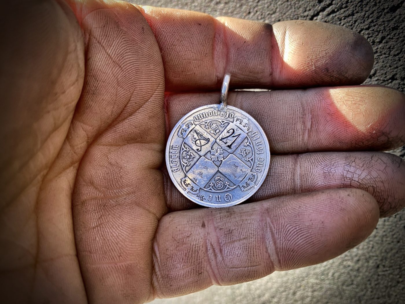 Hermetic principles jewelry handmade and upcycled silver coin all is mind necklace pendant