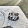 stonehenge ring handmade and handcrafted with traditional hand tools and techniques from a recycled silver coin