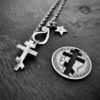 Russian Orthodox Cross necklace handmade from a silver coin