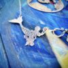 handmade and recycled silver mermaid necklace complete with seahorse and precious oyster