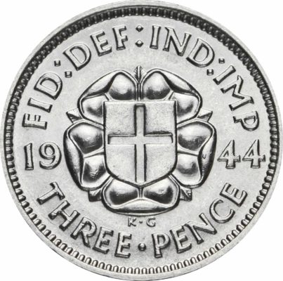 80th birthday 1944 silver threepence 