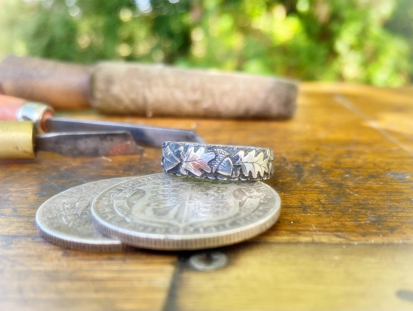 sacred grove silver coin ring