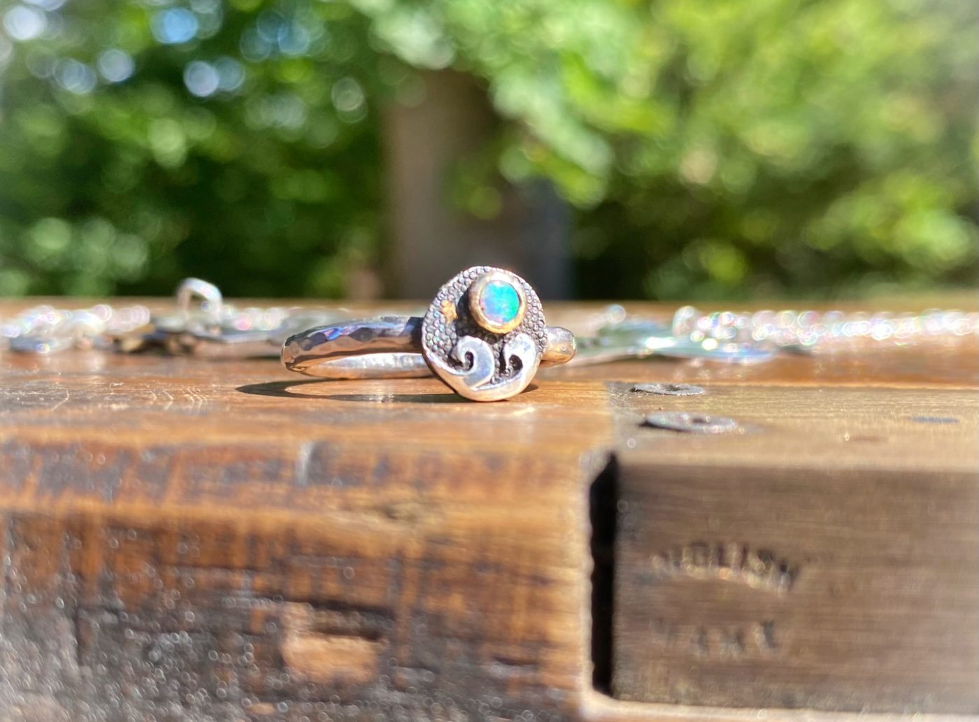 ocean inspired jewellery. ethical eco-conscious silver ring inspired by mermaid treasure and the sea